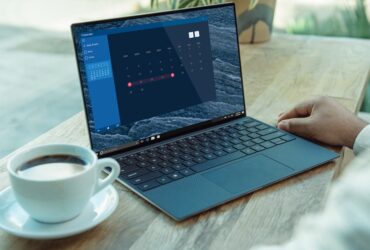 Open laptop computer on a business desk for professional use