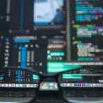 Close-up of programming code on a screen for Linux development workflow