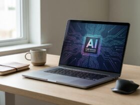 Copilot Plus PC laptop on office desk