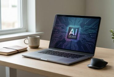 Copilot Plus PC laptop on office desk
