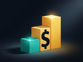 Abstract ascending bar chart with dollar sign overlay representing the $1M net worth milestone across Reddit FIRE age clusters