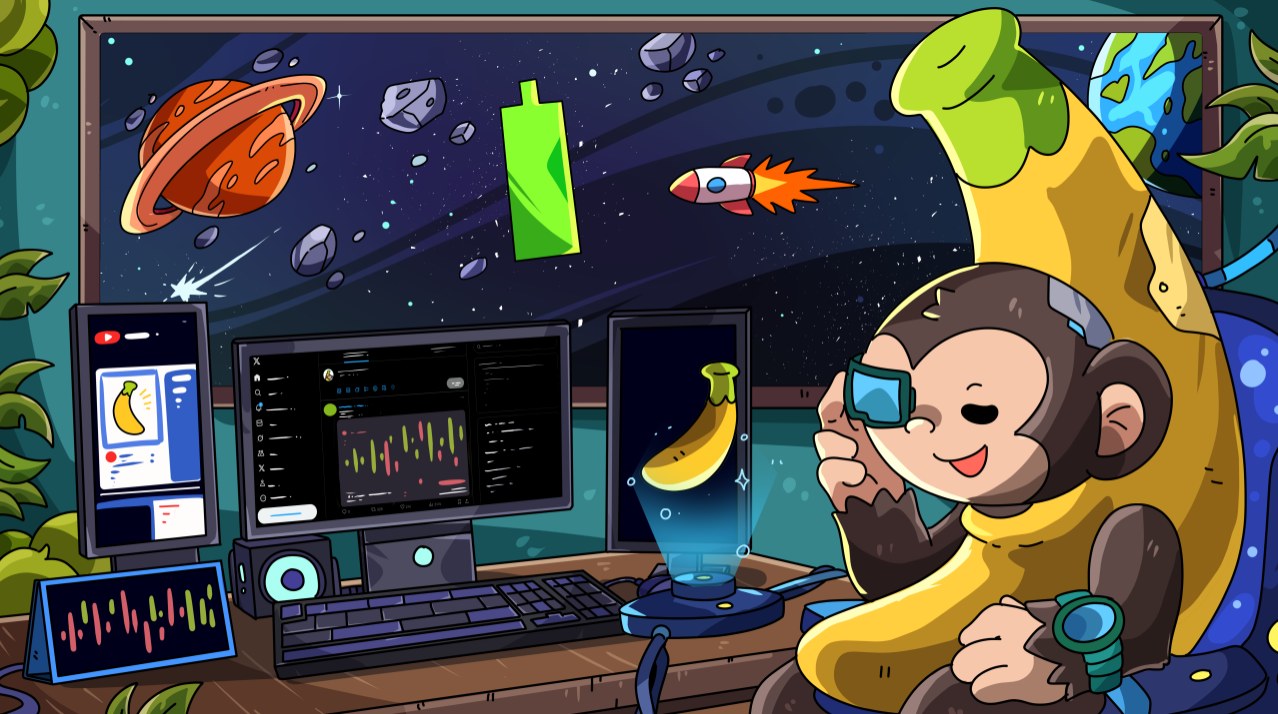 Banana Gun Pro copy trading web terminal showing live trading charts and dashboards on Base