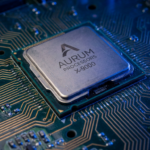 Close-up of a computer motherboard chip