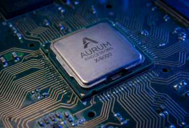Close-up of a computer motherboard chip