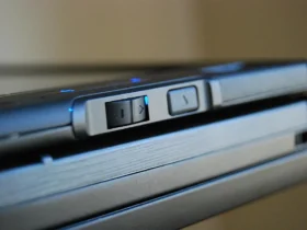 Slider and button controls on the edge of a Dell Latitude XT